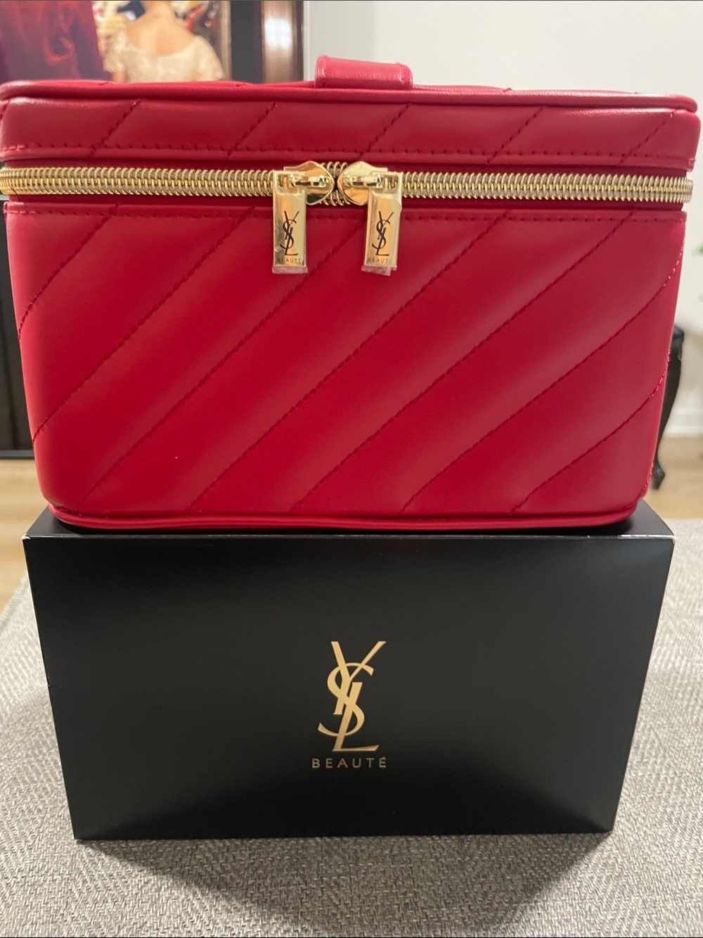 Yves Saint Laurent Black with Gold YSL Logo Toiletry Vanity-GWP